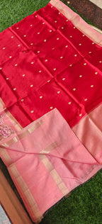 Viscose Dola Crepe Red with Baby pink SS-747