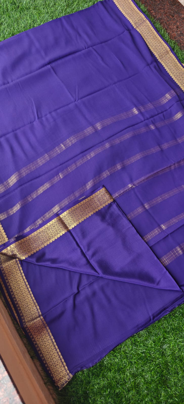 Pure Mysore Crepe Silk Saree 120gsm Purple PMS-387