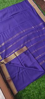 Pure Mysore Crepe Silk Saree 120gsm Purple PMS-387